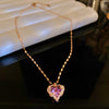 Sweet Heart Shape Fish Tail Copper Pearl Inlay Zircon Necklace