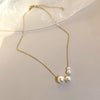 Simple Style Heart Shape Flower Alloy Pearl Plating Inlay Shell Zircon Women's Pendant Necklace