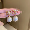 1 Pair Retro Letter Copper Inlay Artificial Pearls Drop Earrings