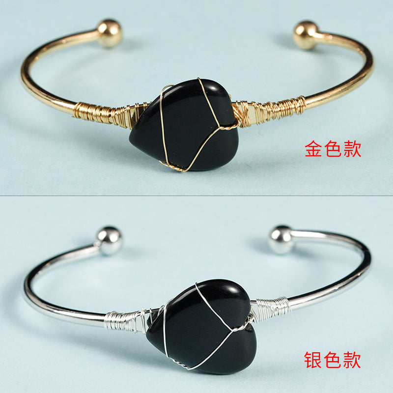 Simple Style Heart Shape Crystal Bangle