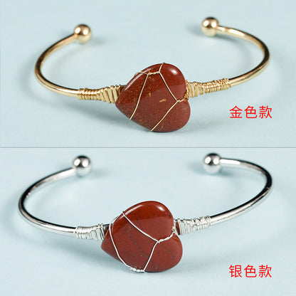 Simple Style Heart Shape Crystal Bangle