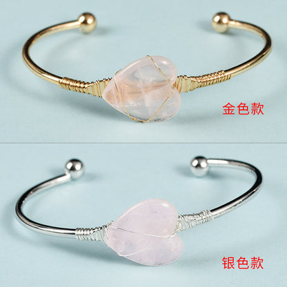 Simple Style Heart Shape Crystal Bangle