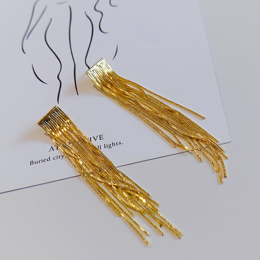 1 Pair Elegant Exaggerated Tassel Heart Shape Plating Titanium Steel 18k Gold Plated Drop Earrings