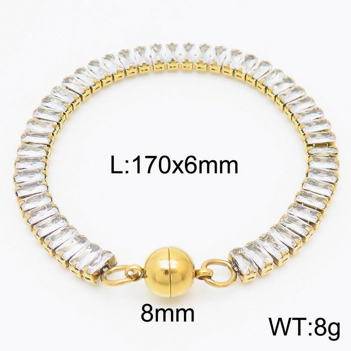 Glam Geometric Titanium Steel Plating Inlay Zircon Bracelets