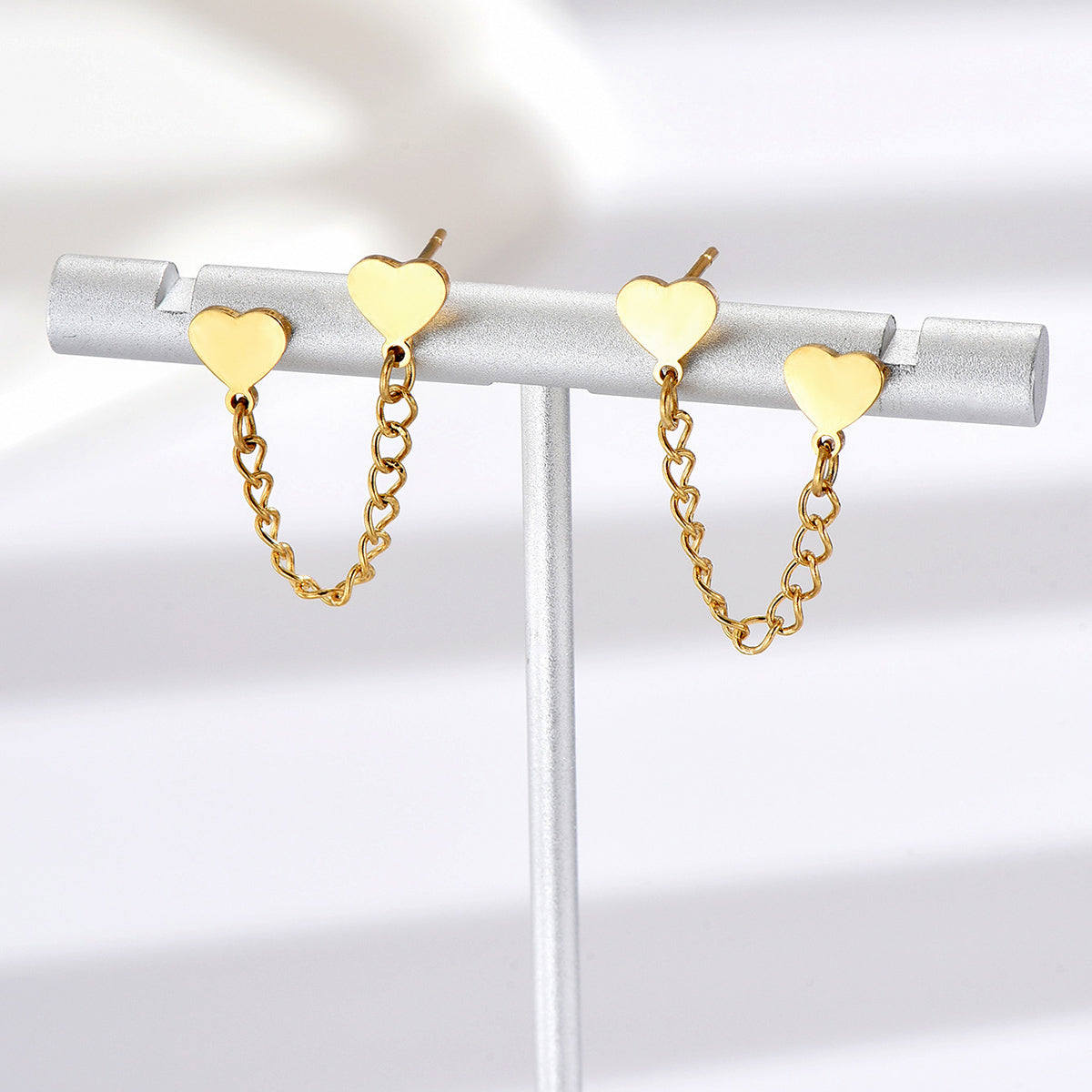 1 Pair Simple Style Heart Shape Plating Stainless Steel 14k Gold Plated Rose Gold Plated Silver Plated Earrings