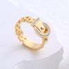 Casual Solid Color Stainless Steel Plating Inlay Zircon 24k Gold Plated Rings