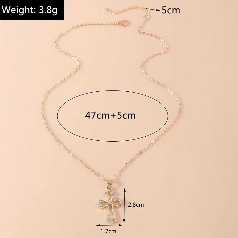 Wholesale Jewelry Casual Modern Style Cross Alloy Rhinestones Pendant Necklace