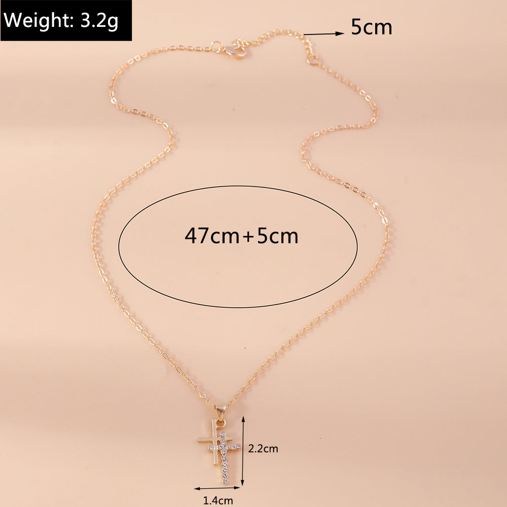 Wholesale Jewelry Casual Modern Style Cross Alloy Rhinestones Pendant Necklace