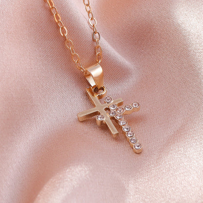 Wholesale Jewelry Casual Modern Style Cross Alloy Rhinestones Pendant Necklace