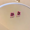 1 Pair Sweet Flower Inlay Copper Crystal Rhinestones Ear Studs