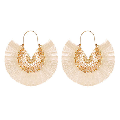 1 Pair Bohemian Sector Plating Metal Alloy Drop Earrings