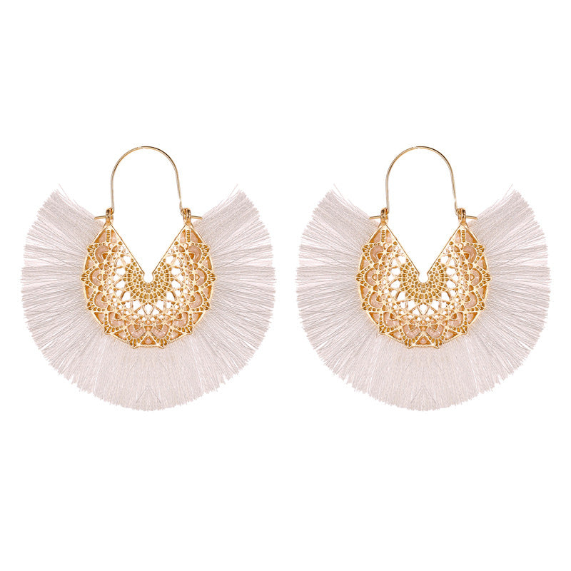 1 Pair Bohemian Sector Plating Metal Alloy Drop Earrings