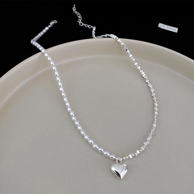 Simple Style Irregular Square Heart Shape Imitation Pearl Natural Stone Metal Inlay Rhinestones Women's Bracelets Necklace