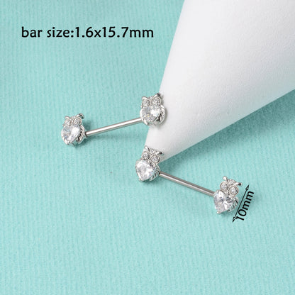 1 Pair Simple Style Moon Stainless Steel Polishing Inlay Zircon Nipple Ring Adhesive Nail