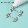 1 Pair Simple Style Moon Stainless Steel Polishing Inlay Zircon Nipple Ring Adhesive Nail