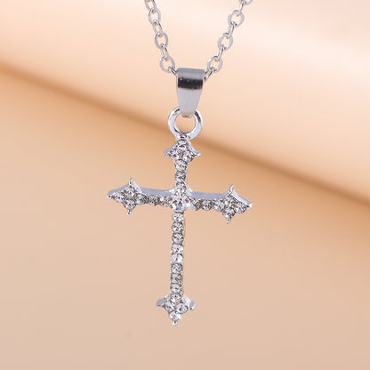 Wholesale Jewelry Casual Modern Style Cross Alloy Rhinestones Pendant Necklace