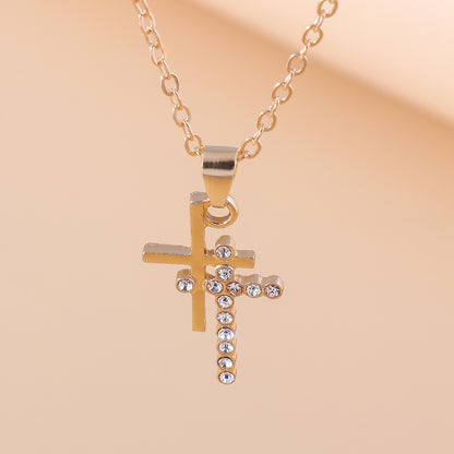 Wholesale Jewelry Casual Modern Style Cross Alloy Rhinestones Pendant Necklace