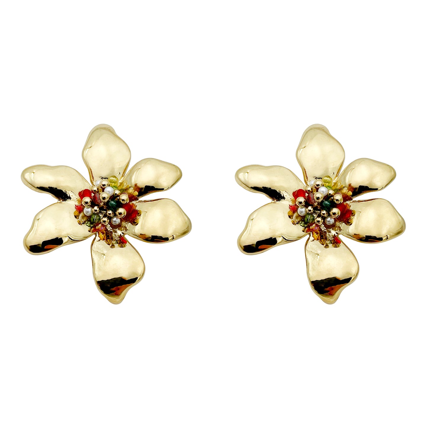 1 Pair Casual Retro Flower Plating Metal Stainless Steel Gold Plated Ear Studs