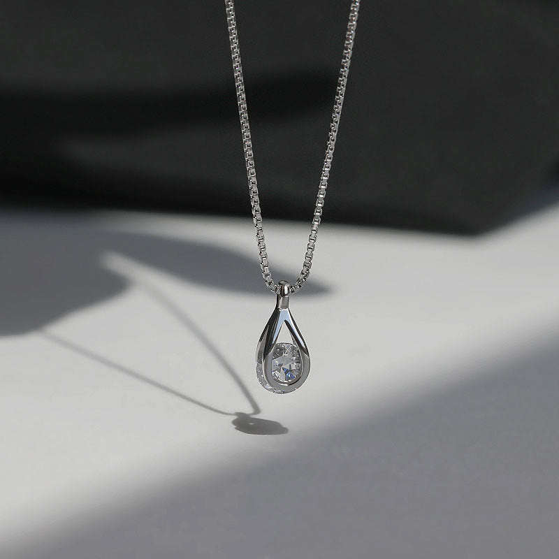 Modern Style Simple Style Water Droplets Sterling Silver Plating Zircon Pendant Necklace