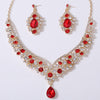 1 Set Elegant Water Droplets Alloy Rhinestone Women's Earrings Necklace