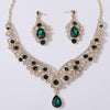 1 Set Elegant Water Droplets Alloy Rhinestone Women's Earrings Necklace