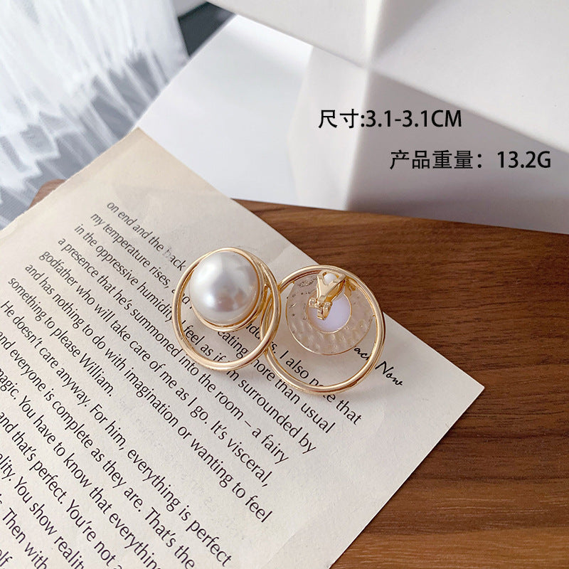 Lady Round Artificial Pearl Alloy Plating Inlay Artificial Gemstones Women's Ear Studs