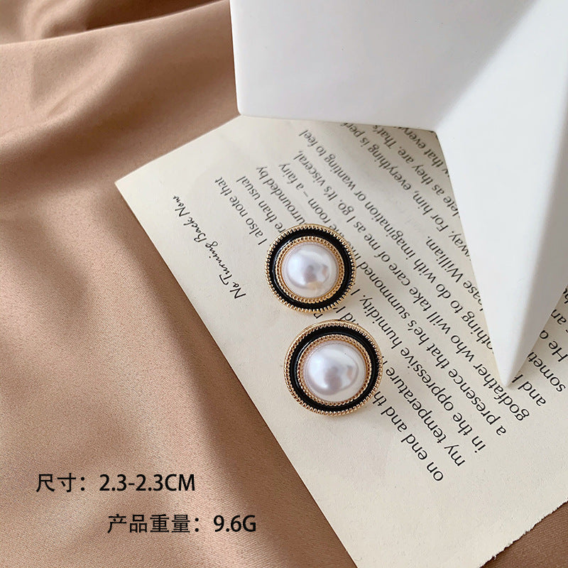 Lady Round Artificial Pearl Alloy Plating Inlay Artificial Gemstones Women's Ear Studs