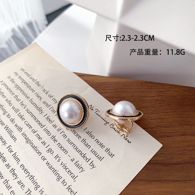 Lady Round Artificial Pearl Alloy Plating Inlay Artificial Gemstones Women's Ear Studs