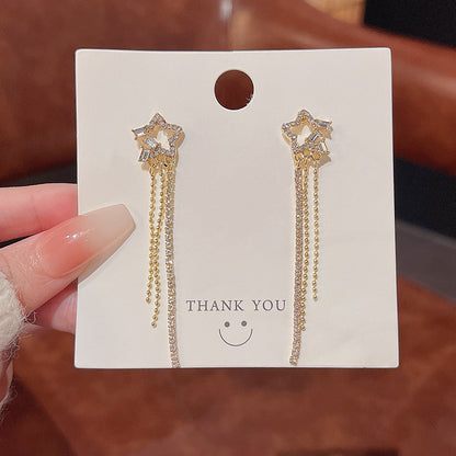 Fashion Geometric Star Flower Imitation Pearl Alloy Tassel Women's Drop Earrings 1 Pair