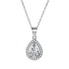 Fairy Style Water Droplets Sterling Silver Plating Inlay Zircon Pendant Necklace