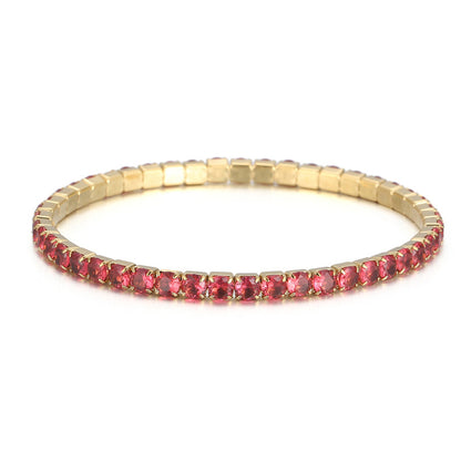 Elegant Solid Color Titanium Steel Plating Inlay Artificial Gemstones 18k Gold Plated Bracelets