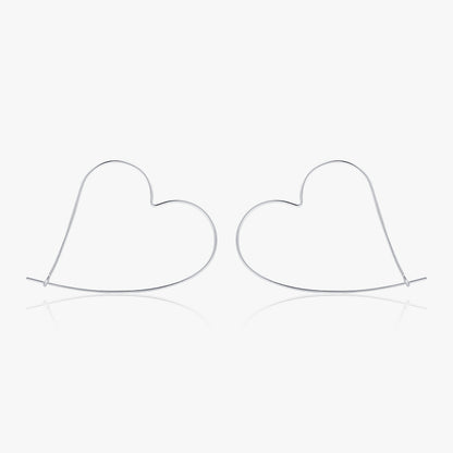 1 Pair Ins Style Heart Shape Sterling Silver Plating Silver Plated Hoop Earrings