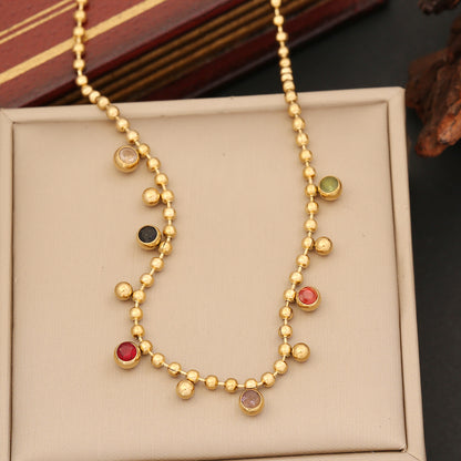 Wholesale Retro Simple Style Printing Stainless Steel Plating Inlay Artificial Gemstones Bracelets Earrings Necklace