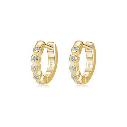 1 Pair Simple Style Round Sterling Silver Plating Inlay Turquoise Zircon 14k Gold Plated Rhodium Plated Hoop Earrings