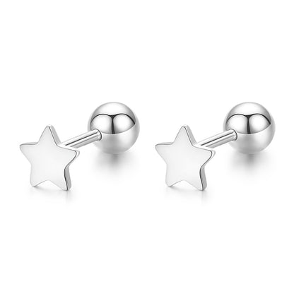 1 Pair Modern Style Simple Style Star Heart Shape Sterling Silver Epoxy Plating 14k Gold Plated Rhodium Plated Ear Studs