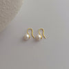 1 Pair Baroque Style Round Freshwater Pearl Copper Gold Plated Earrings