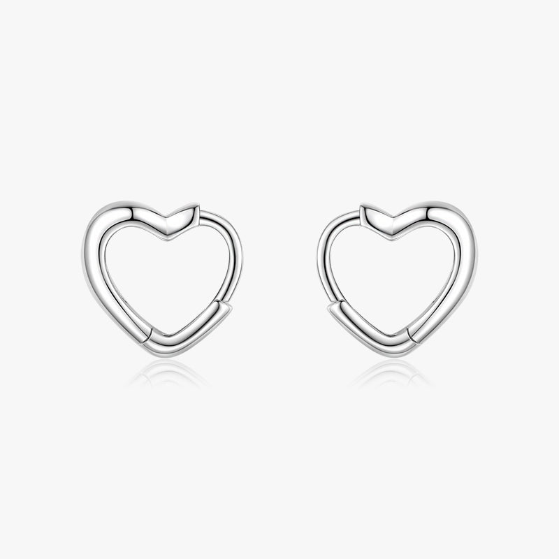 1 Pair Elegant Heart Shape Sterling Silver Plating Three-dimensional Rhodium Plated Earrings