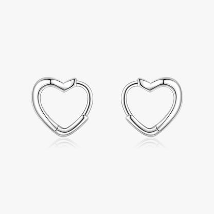 1 Pair Elegant Heart Shape Sterling Silver Plating Three-dimensional Rhodium Plated Earrings