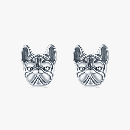 1 Pair Vintage Style Bulldog Sterling Silver Plating Ear Studs