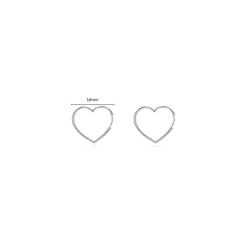 1 Pair Elegant Heart Shape Sterling Silver Plating Three-dimensional Rhodium Plated Earrings