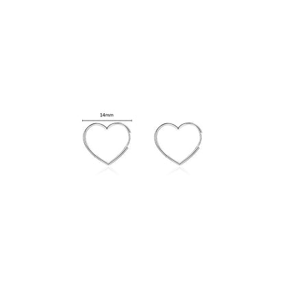 1 Pair Elegant Heart Shape Sterling Silver Plating Three-dimensional Rhodium Plated Earrings