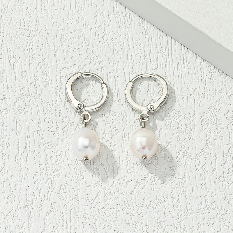 1 Pair Casual Commute Solid Color Alloy Freshwater Pearl Drop Earrings