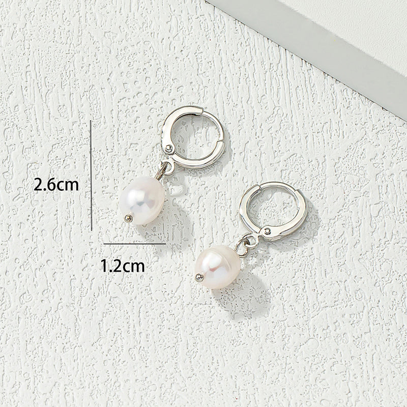 1 Pair Casual Commute Solid Color Alloy Freshwater Pearl Drop Earrings