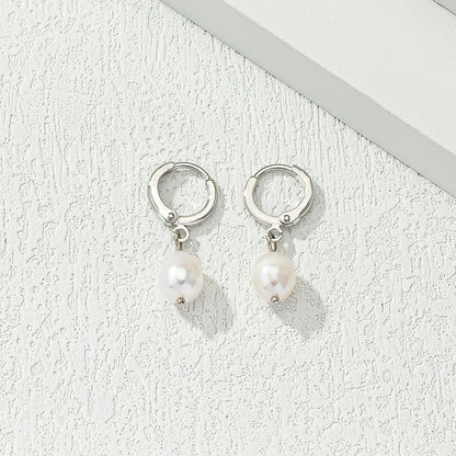 1 Pair Casual Commute Solid Color Alloy Freshwater Pearl Drop Earrings