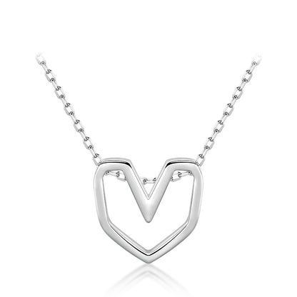 Ins Style Simple Style Heart Shape Sterling Silver Plating Hollow Out Rose Gold Plated Rhodium Plated Necklace