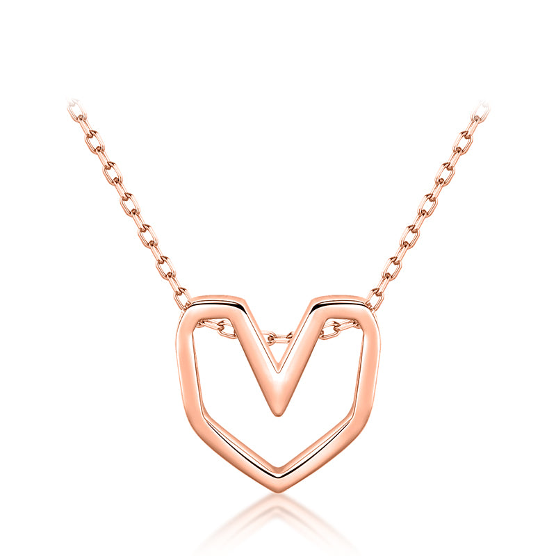 Ins Style Simple Style Heart Shape Sterling Silver Plating Hollow Out Rose Gold Plated Rhodium Plated Necklace