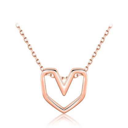 Ins Style Simple Style Heart Shape Sterling Silver Plating Hollow Out Rose Gold Plated Rhodium Plated Necklace