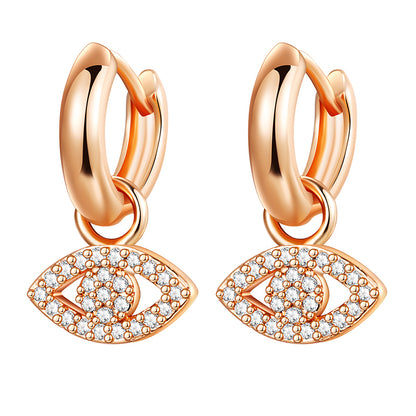 1 Pair Vintage Style Luxurious Devil's Eye Copper Plating Inlay Zircon Gold Plated Drop Earrings