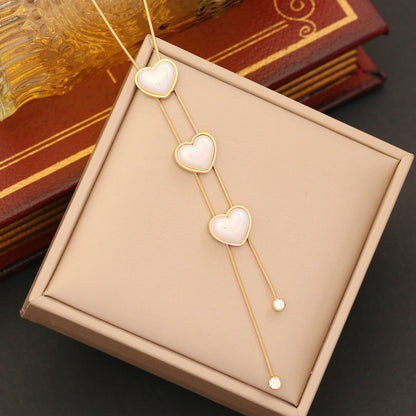 Wholesale Simple Style Commute Heart Shape Stainless Steel Inlay Artificial Pearls Rhinestones Bracelets Earrings Necklace