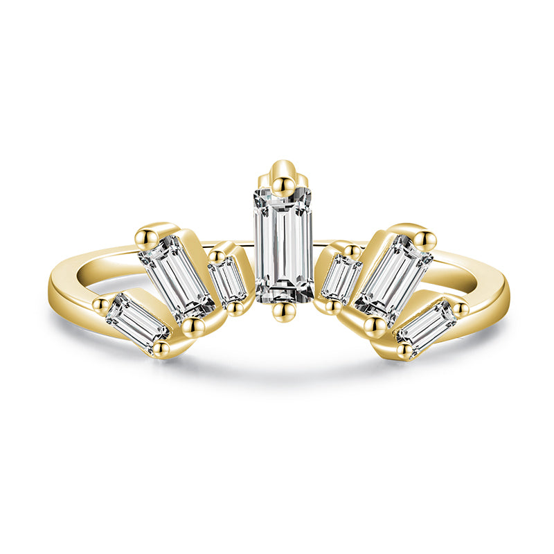 Luxurious Crown Sterling Silver Plating Inlay Zircon 14k Gold Plated Rhodium Plated Rings